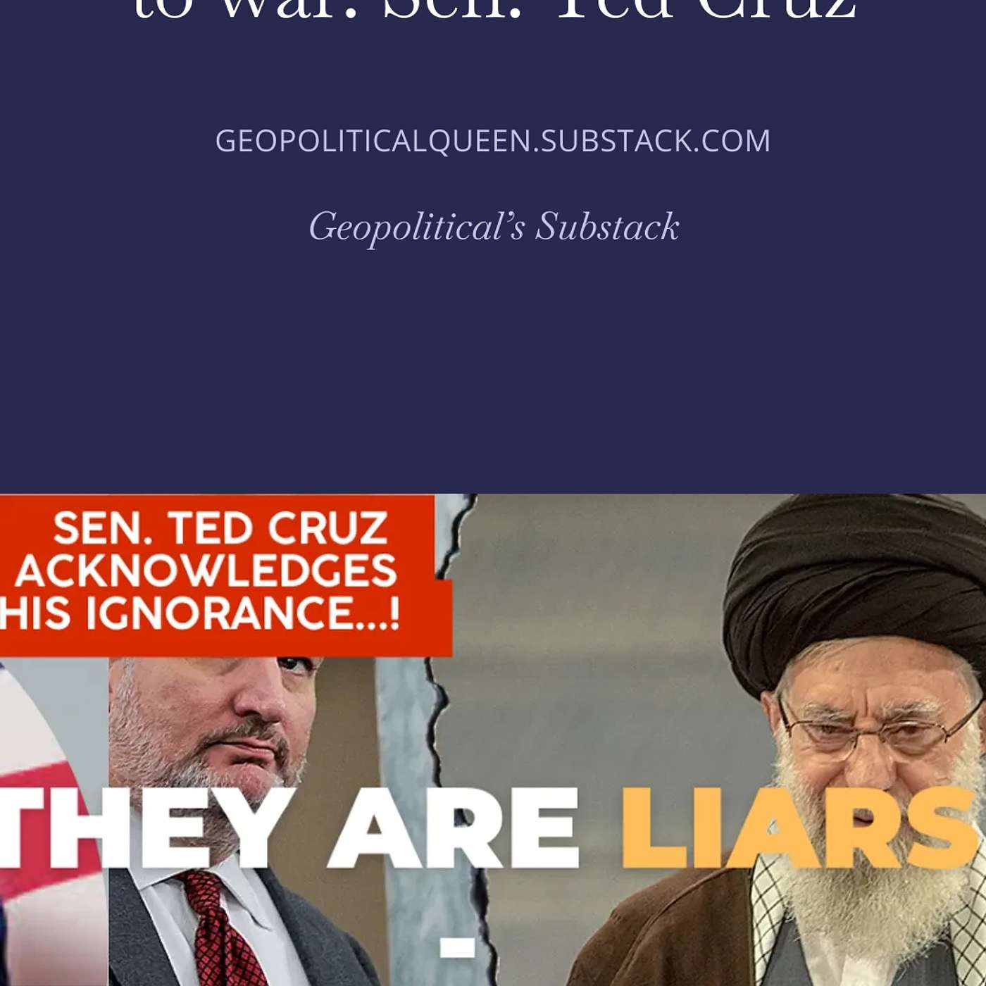 Accused of hubris while admitting he urged the attack -  Sen. Ted Cruz