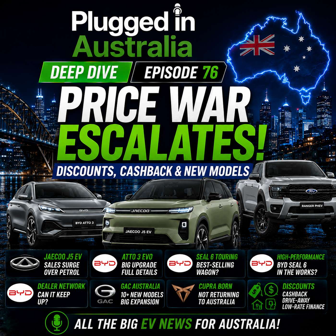 Episode 75: Deep Dive; EV Price War Escalates, Atto 3 Evo Transformed & Ranger PHEV Sales Surge episode artwork