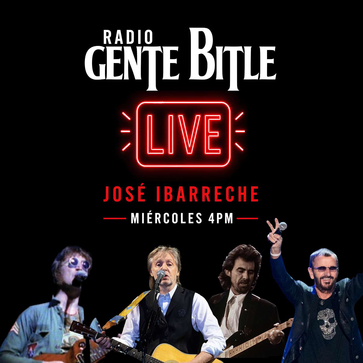 Programa Gente Bitle 22 de abril 2026. John, Paul, George y Ringo en vivo