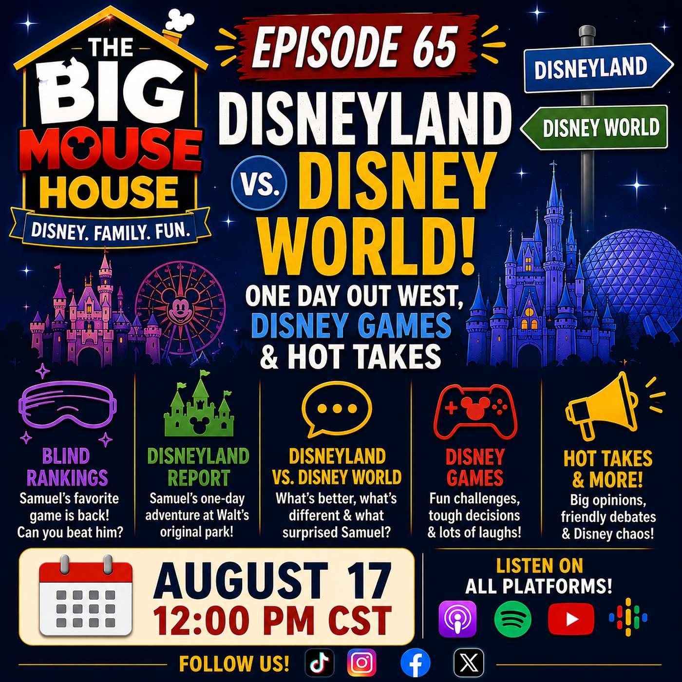 Episode 65: Disneyland vs. Disney World! One Day Out West, Disney Games & Hot Takes episode artwork