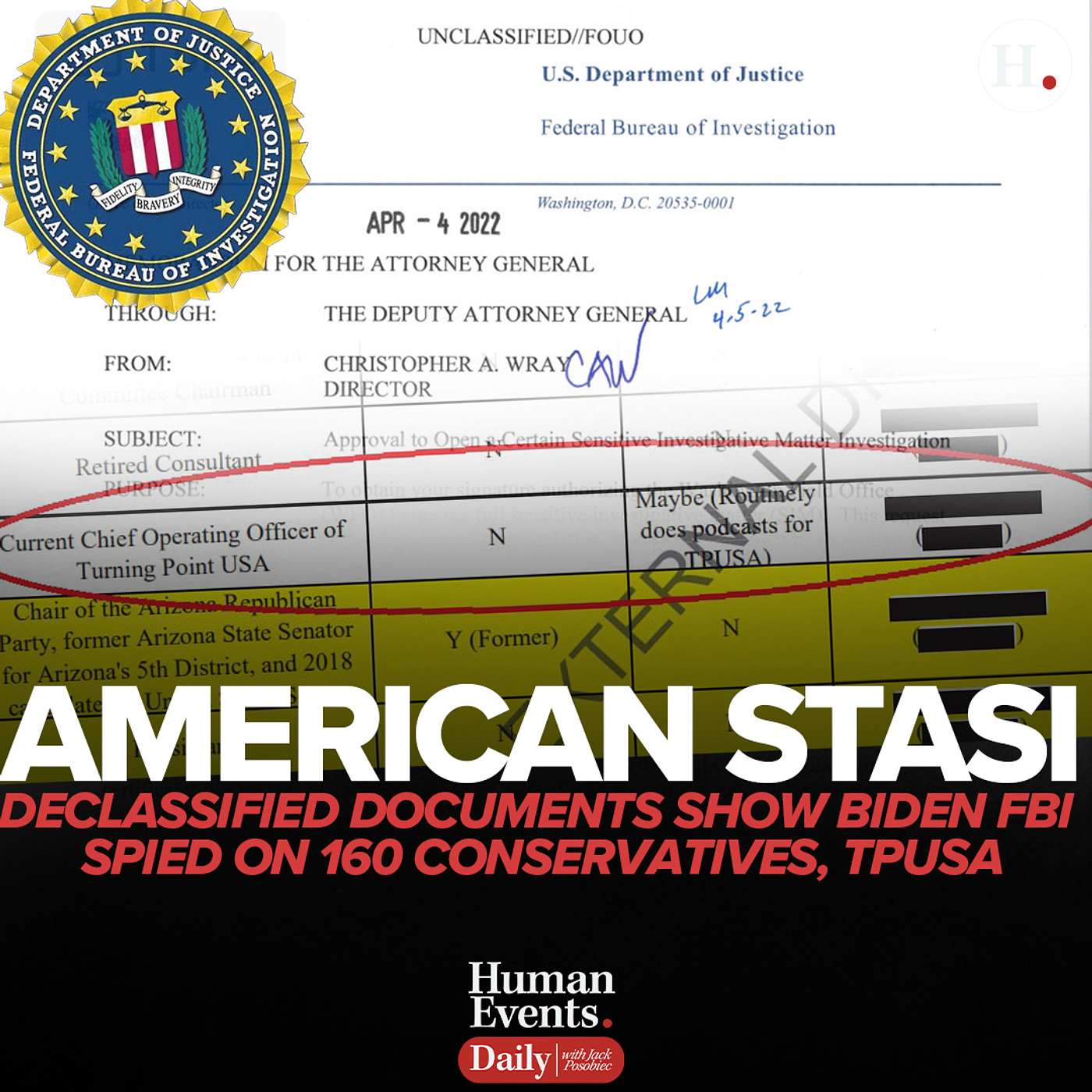 American Stasi - Declassified Documents Show Biden FBI Spied on 160 Conservatives, TPUSA