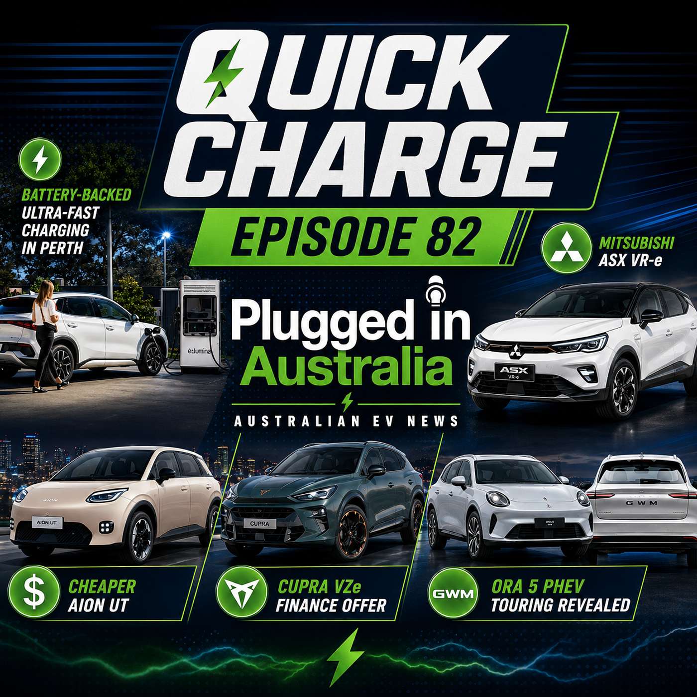 Episode 82; Quick Charge: Mitsubishi ASX VR-e, Battery-Backed Charging & Cheaper Aion UT episode artwork