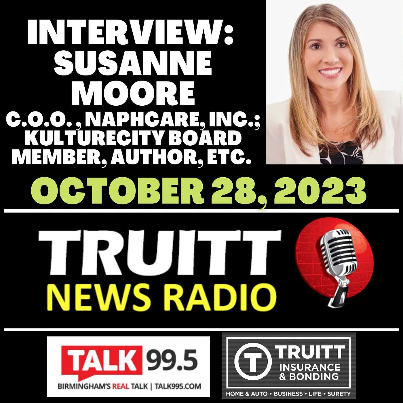 INTERVIEW: Susanne Moore, Chief Operating Officer of Naphcare, Inc.; KultureCity Board Member, author, marathoner, etc. from our October 28, 2023 TRUITT NEWS RADIO Show