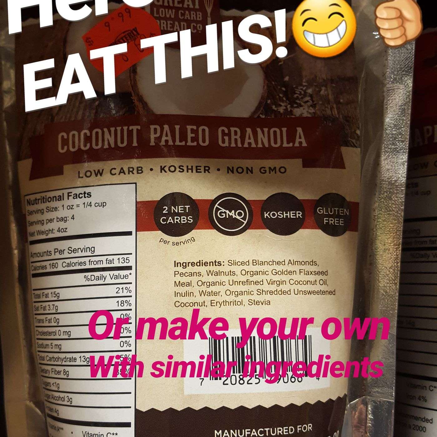 How to choose TRULY healthy, fat loss friendly, sugar free delicious granola for breakfast. Totally paleo, keto and lowcarb.