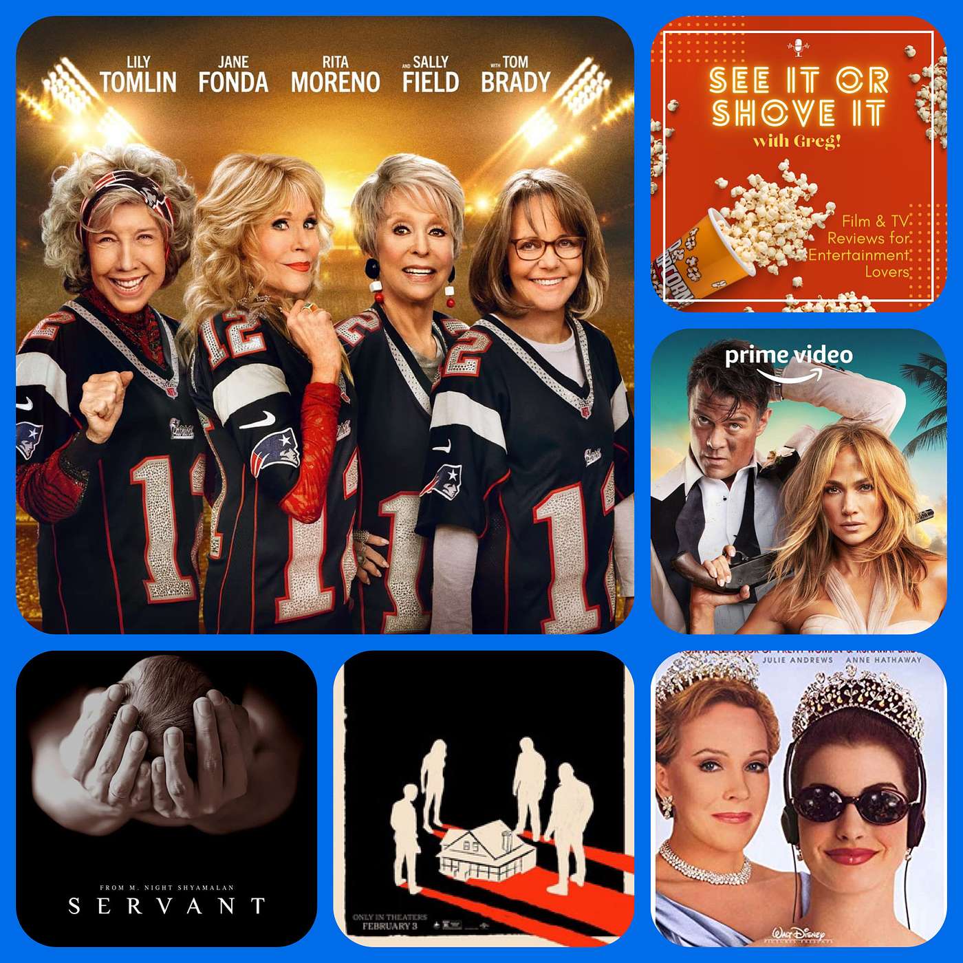 Episode 59 - 80 for Brady, Knock at the Cabin, Shotgun Wedding, BKR-The Princess Diaries, Servant episode artwork