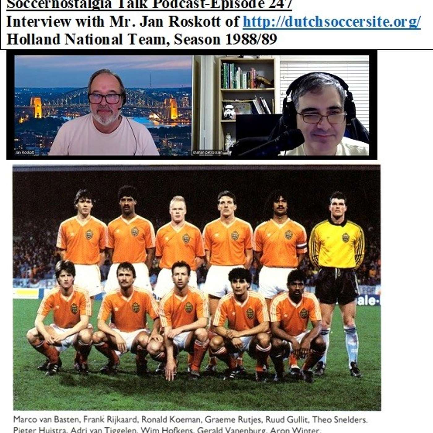 Soccernostalgia Talk Podcast-Episode 247 (Interview with Mr. Jan Roskott of http://dutchsoccersite.org/ on Holland National Team 1988/89)