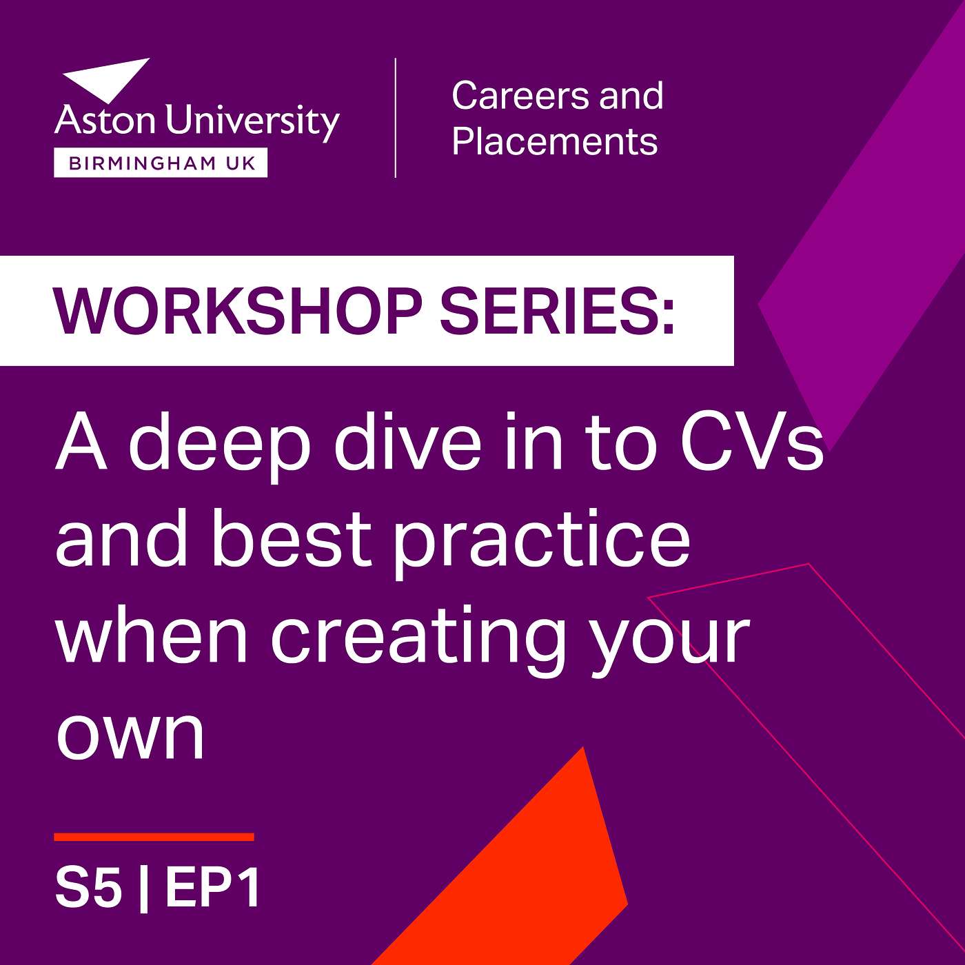 Workshop Series: A deep dive into CVs and best practice when creating your own
