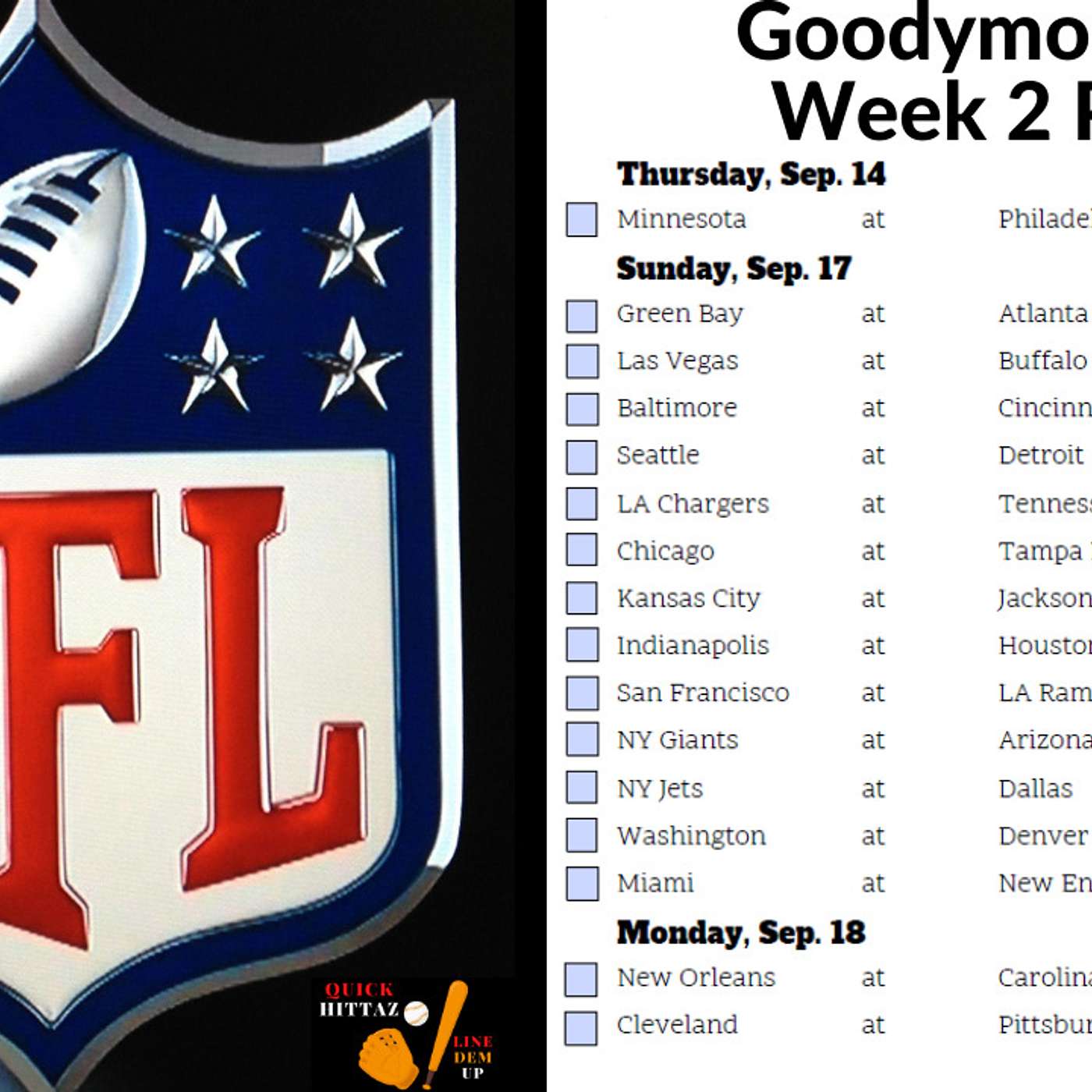 NFL Week 2 Picks, Big Divisional Games Lined Up For This Week. (G.S.Q.H. Let's Talk About It! episode artwork