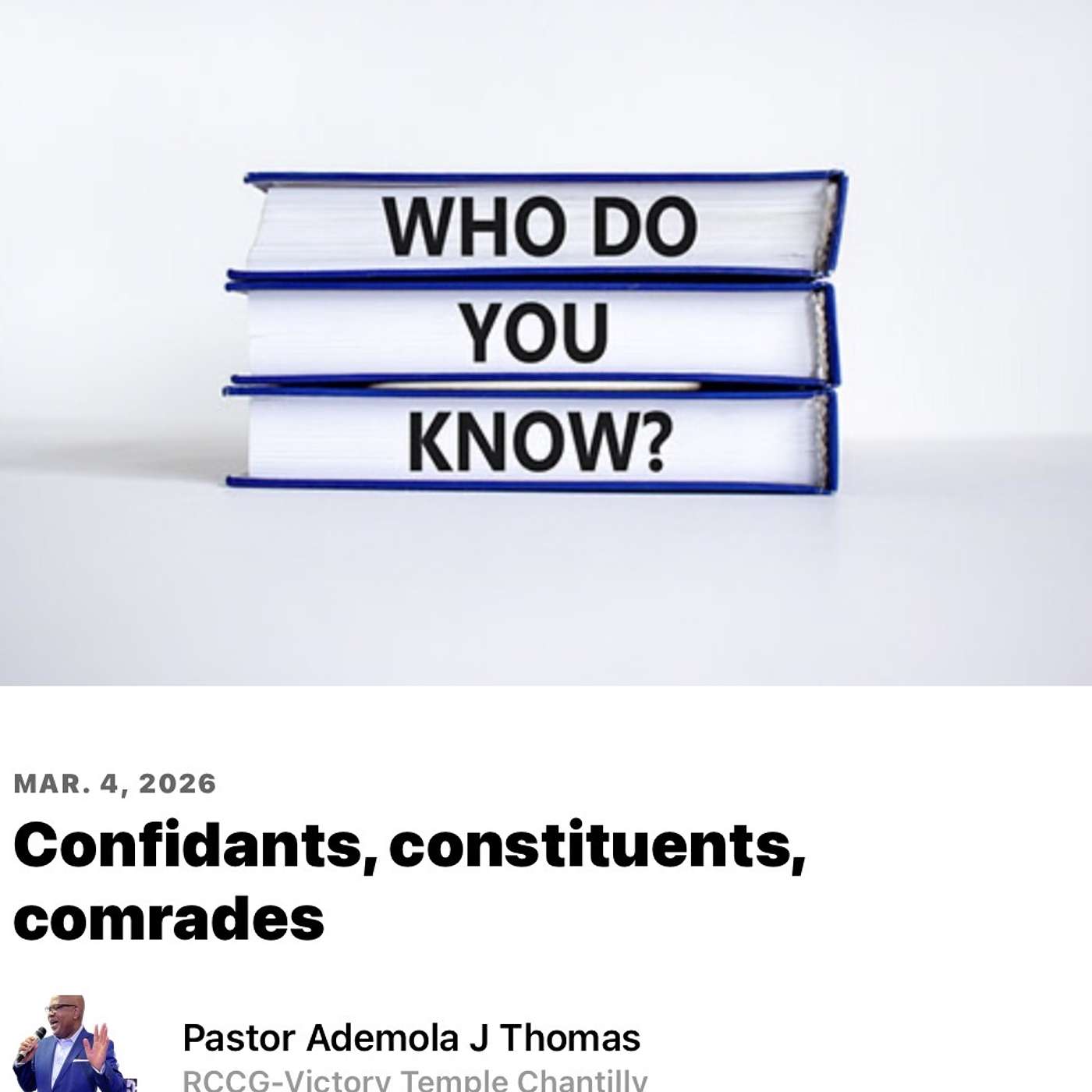 Confidants, constituents, comrades episode artwork