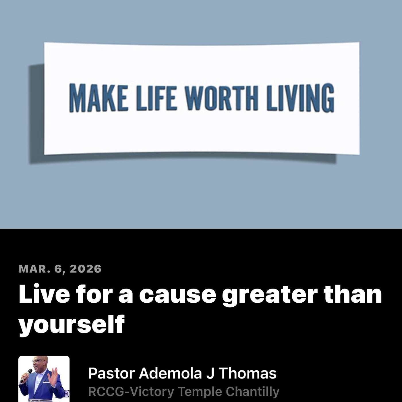 Live for a cause greater than yourself. episode artwork