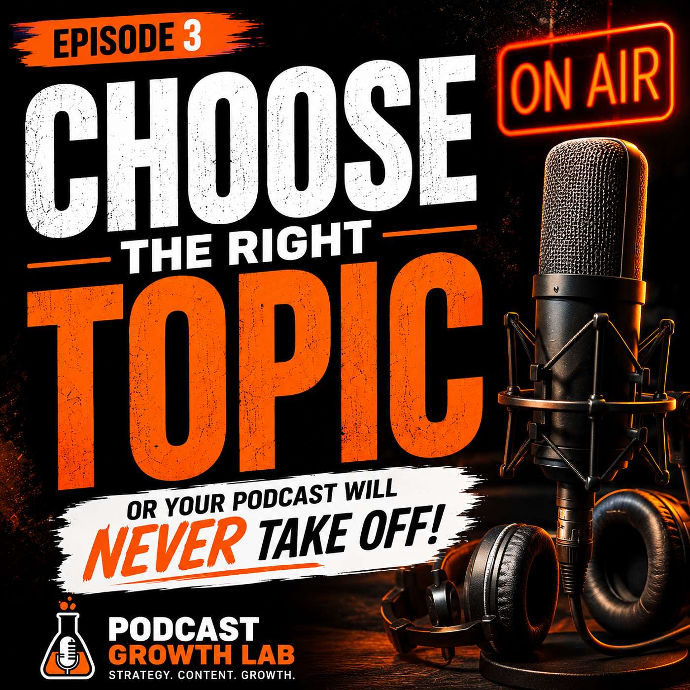 Choose the right topic or your podcast will never take off episode artwork