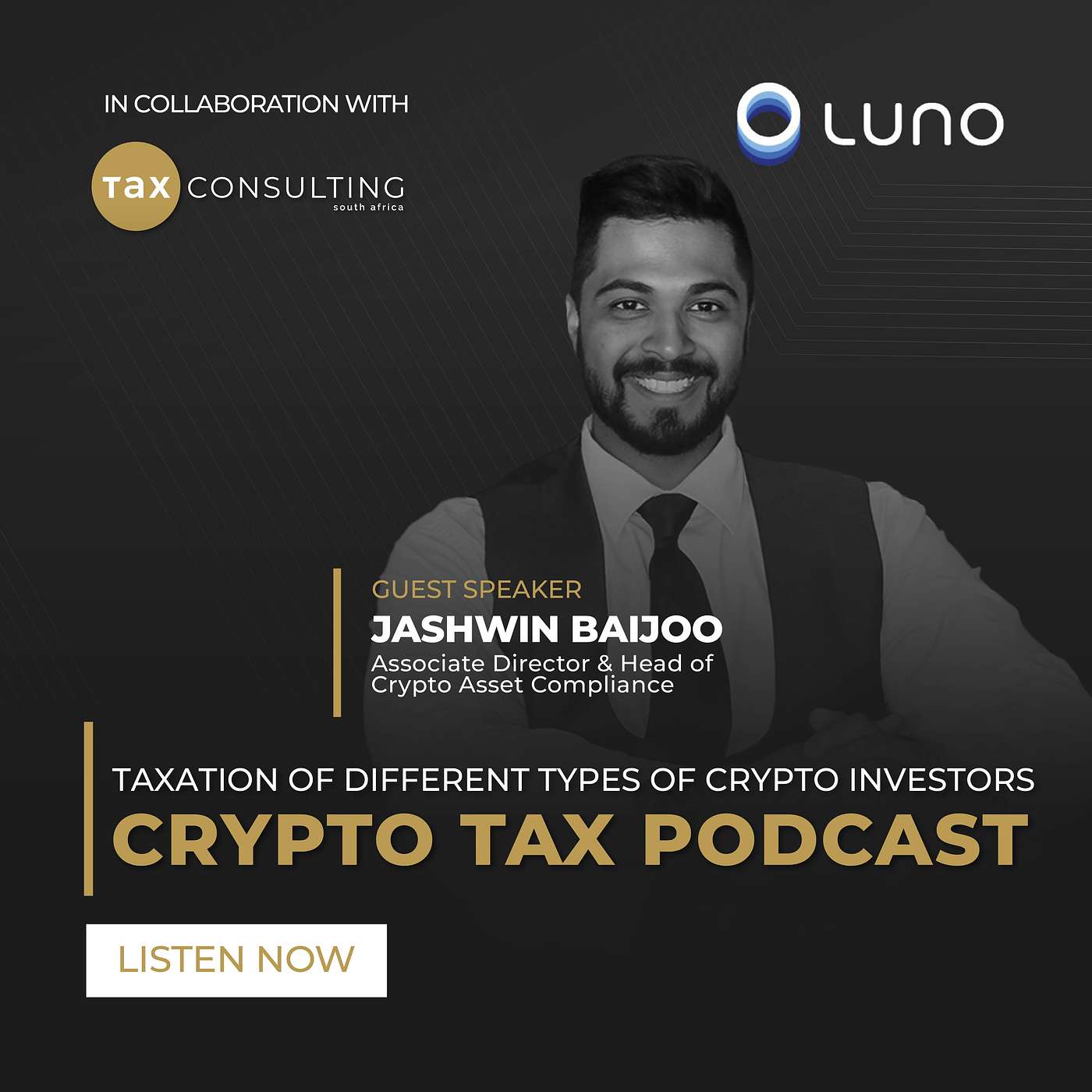 Curious about crypto taxes in South Africa? Tune into the Luno Podcast with Jashwin Baijoo episode artwork