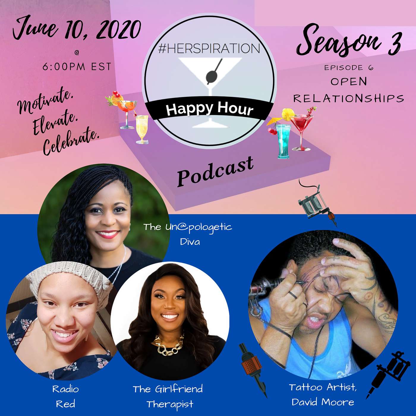 Herspiration Happy Hour Season 3, Episode 6, Open Relationships w/ Tattoo Artist, David Moore episode artwork