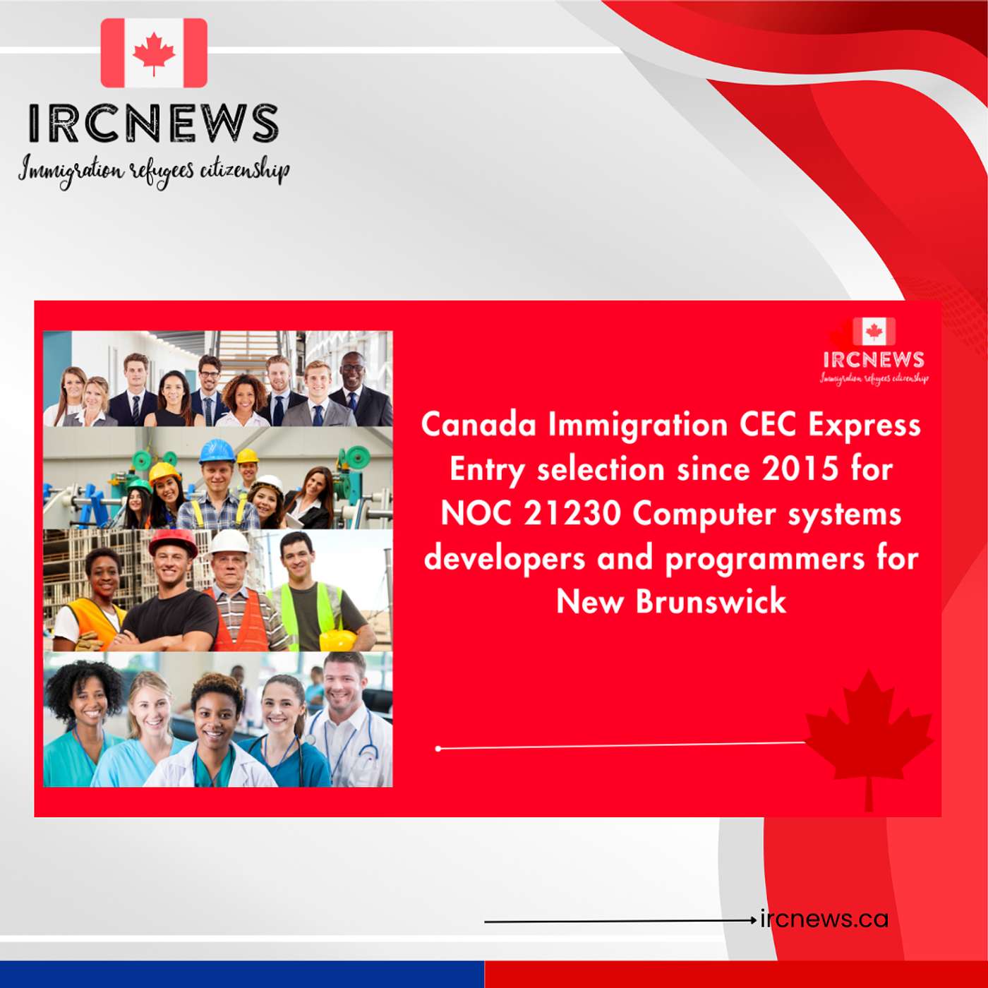 Canada Immigration CEC Express Entry selection since 2015 for NOC 21230 Computer systems developers and programmers for New Brunswick Canada Immigration CEC Express Entry selection since 2015 for NOC 21230 Computer systems developers and programmers for New Brunswick