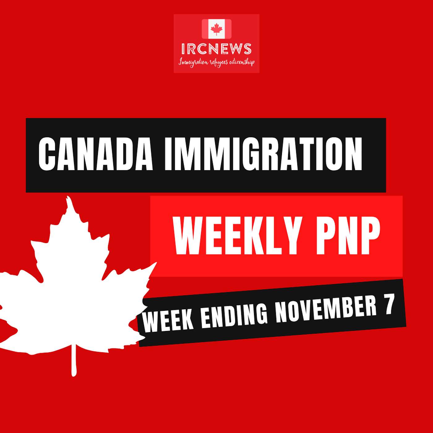 Canada Immigration Weekly PNP selection Summary for week ending November 07, 2025