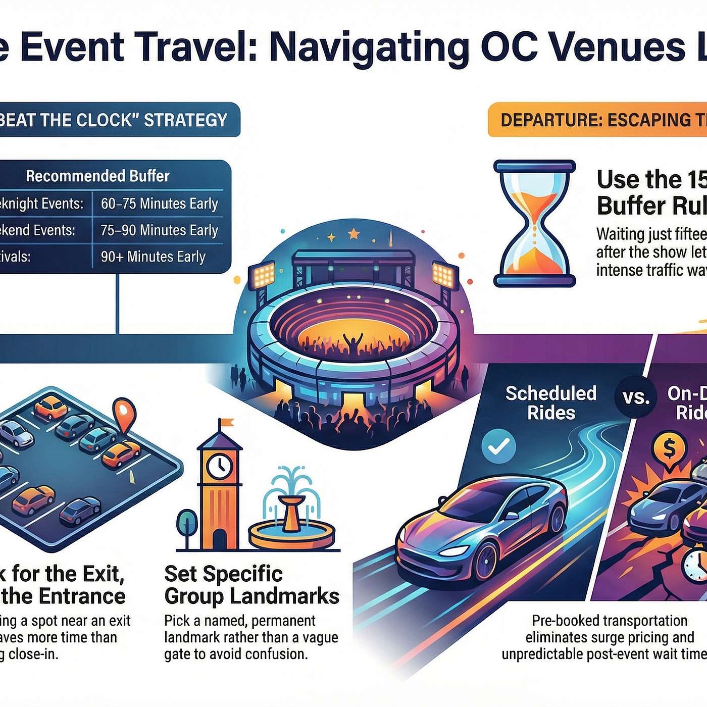 Concert & Stadium Transportation Tips in Orange County: How to Avoid Traffic and Parking Stress Concert & Stadium Transportation Tips in Orange County: How to Avoid Traffic and Parking Stress