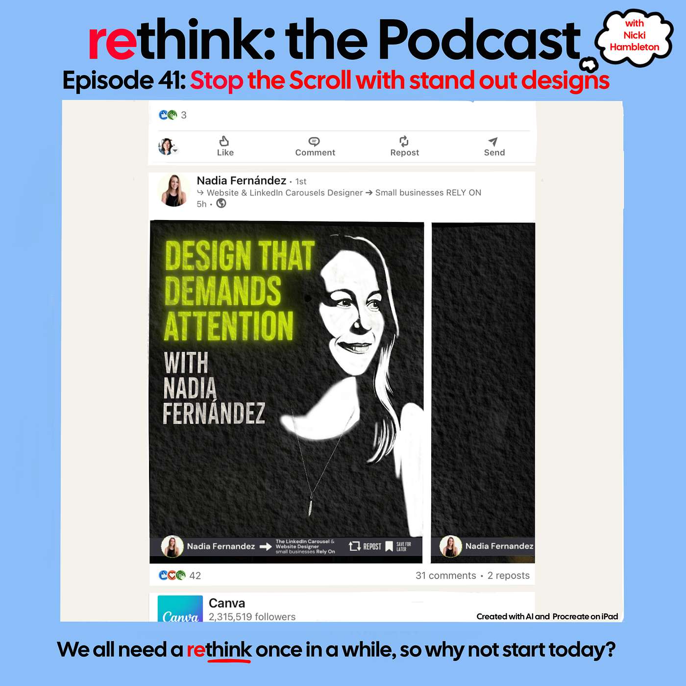 Episode 41: Design Identity: Stop the scroll with stand out posts with guest Nadia Fernández. Episode 41: Design Identity: Stop the scroll with stand out posts with guest Nadia Fernández.