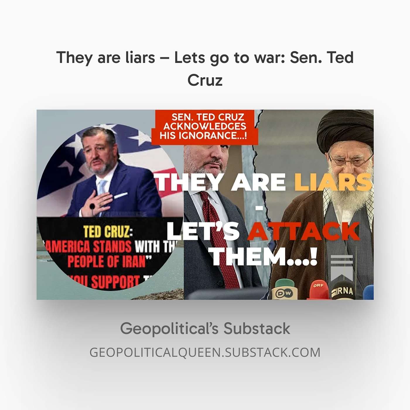 Collapse the regime and America will be safer, he argues  - Sen. Ted Cruz