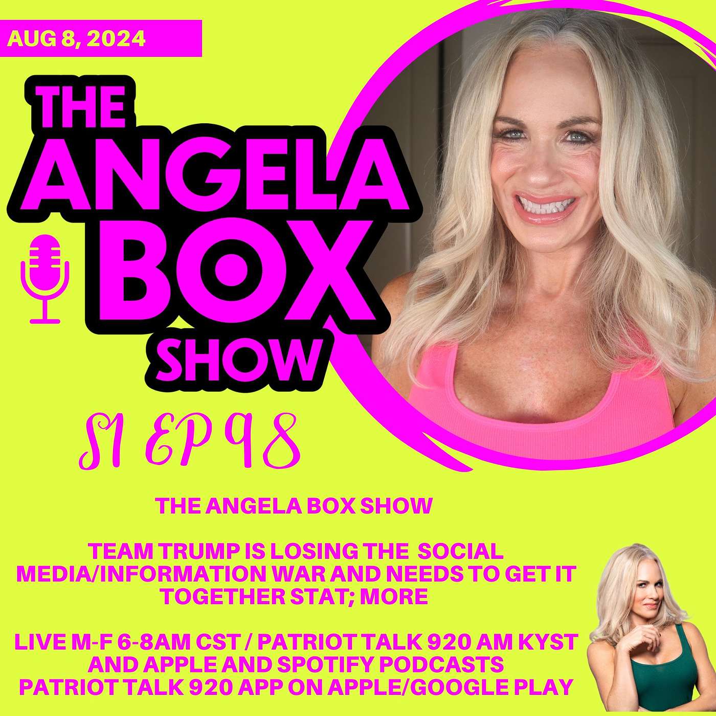 The Angela Box Show - August 8, 2024 S1 Ep98 - TEAM TRUMP IS LOSING THE  SOCIAL MEDIA/INFORMATION WAR AND NEEDS TO GET IT TOGETHER STAT; MORE