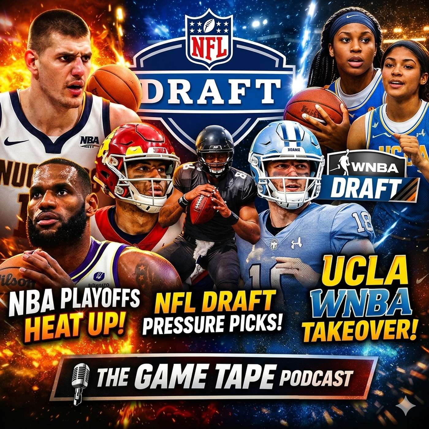 NBA Playoffs HEAT UP 🔥 NFL Draft Pressure Picks & UCLA DOMINATES WNBA Draft | The Game Tape Podcast episode artwork