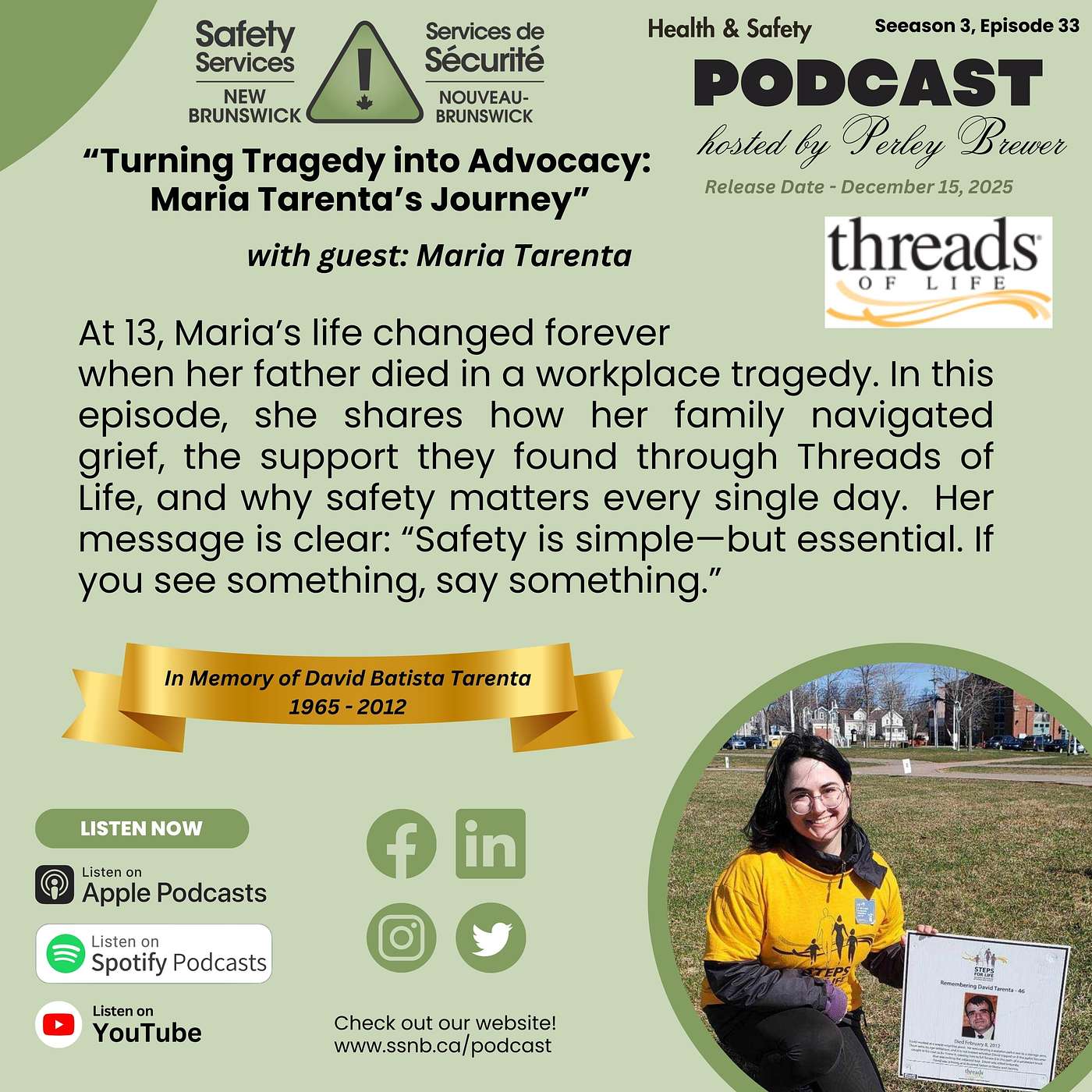 Turning Tragedy into Advocacy:  Maria Tarenta's Journey - Threads of Life episode artwork