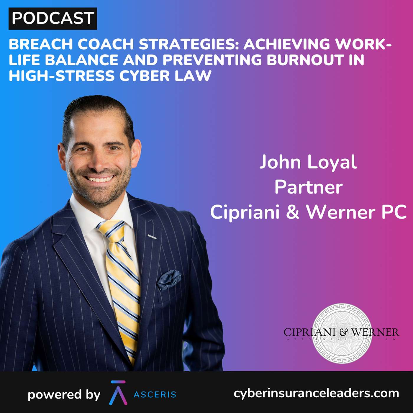 Ep. 45 - Breach Coach Strategies: Achieving Work-Life Balance and Preventing Burnout in High-Stress Cyber Law - with John Loyal