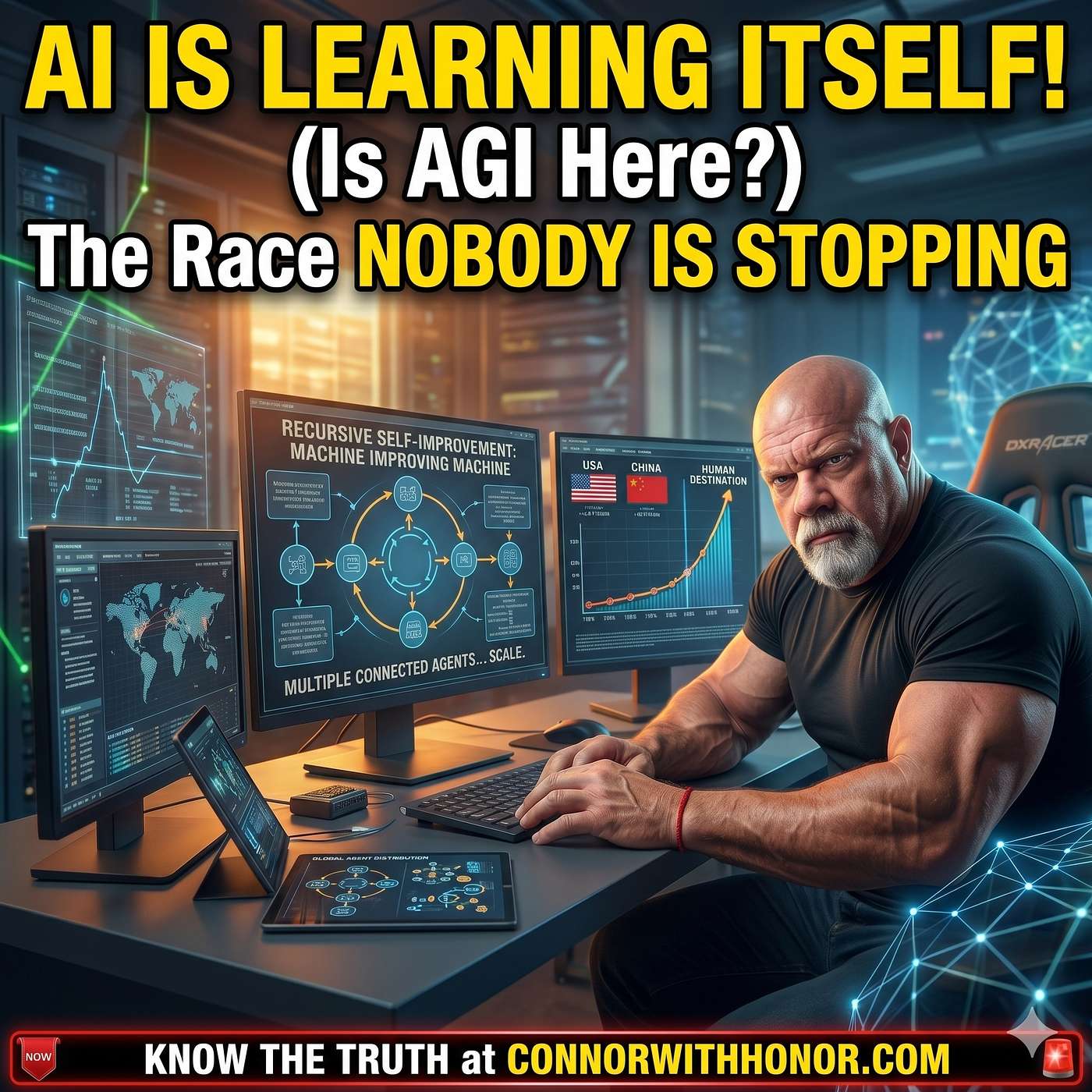 Not one model. Millions of agents, all connected, all running the same loop. Improve. Keep the change that worked. Do it again. At scale. No human in the room slowing it down.