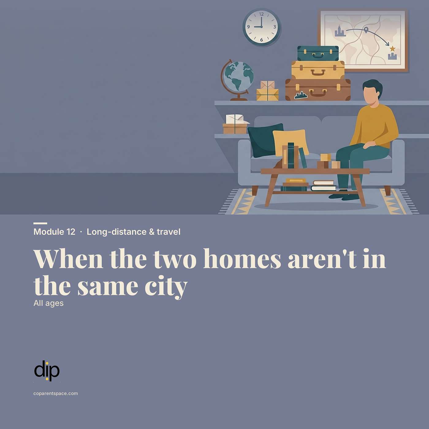 When the two homes aren't in the same city after divorce (All ages) | CoParentSpace episode artwork