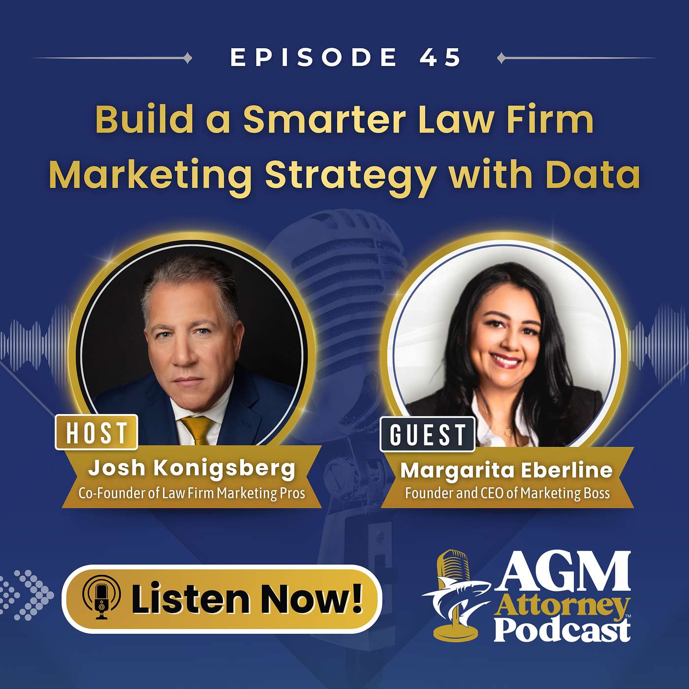 Episode 45, guest Margarita Eberline, "Build a Smarter Law Firm Marketing Strategy with Data" episode artwork