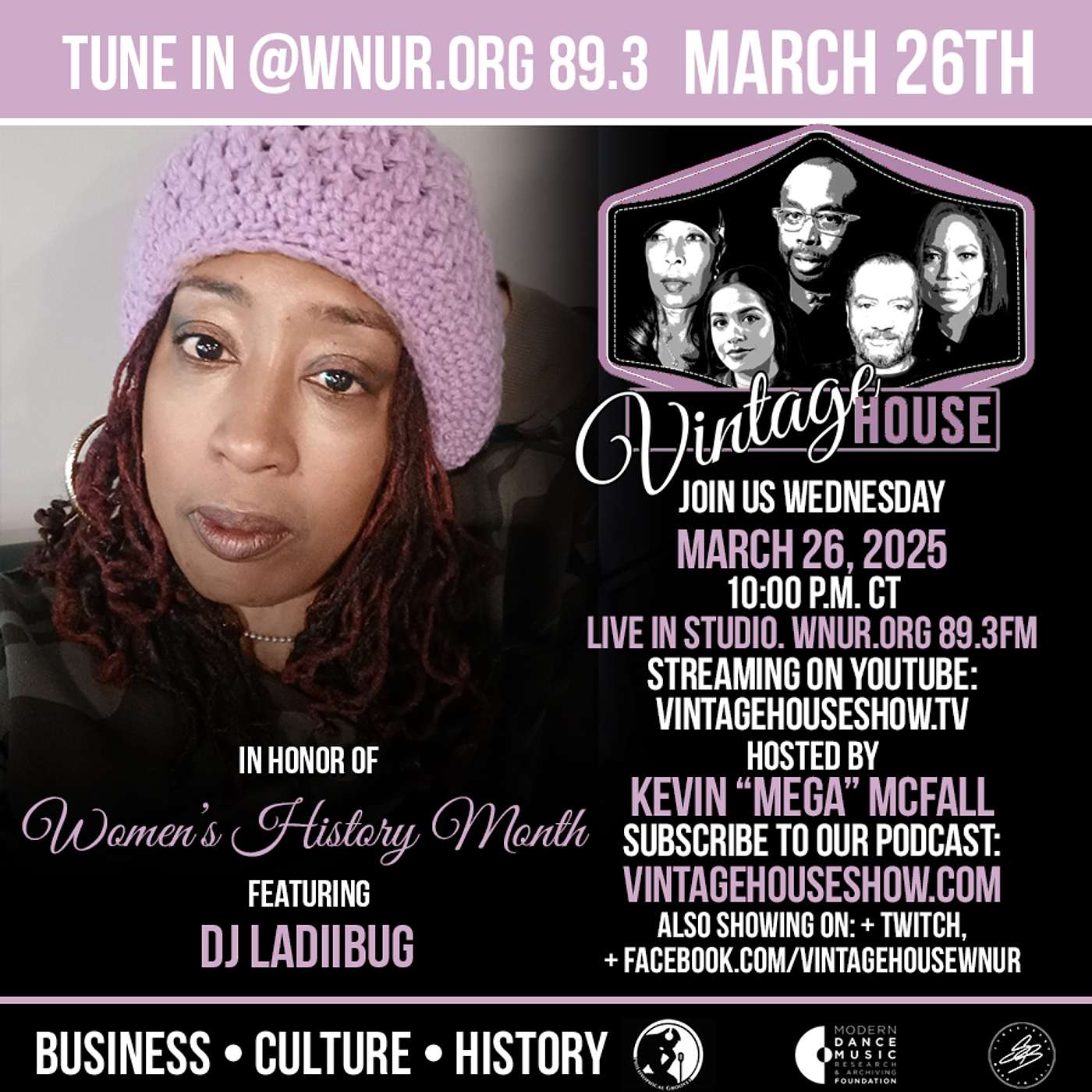 Vintage House Show - Women's History Month hosted by Kevin Mega McFall with Guest DJ LadiiBug