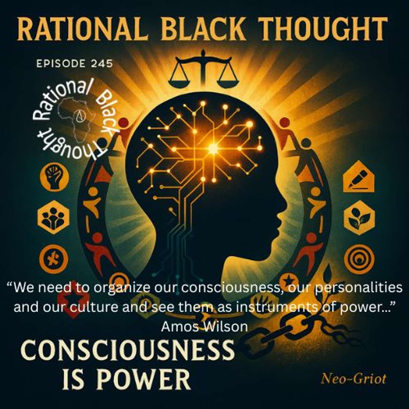Episode #245 – August 30, 2025 –”We need to organize our consciousness and our personalities and our culture and see them as instruments of power…” Dr. Amos Wilson