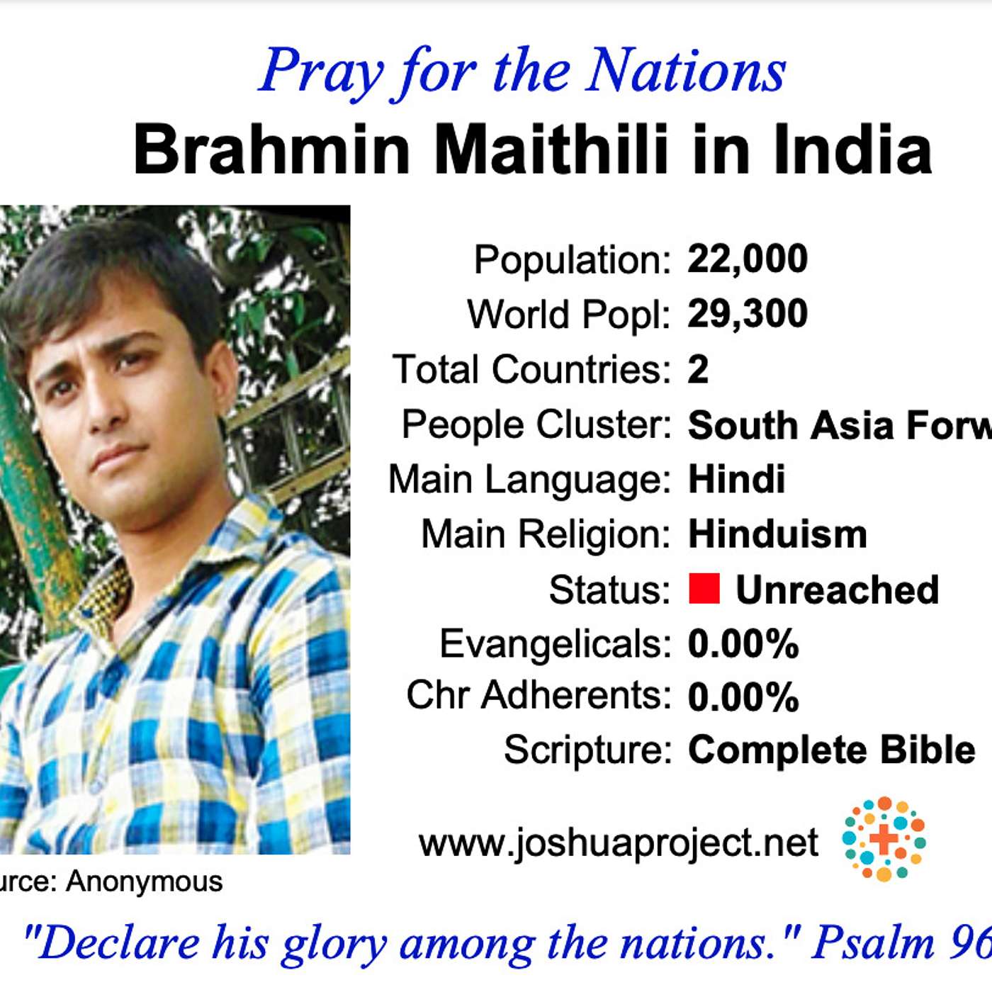 modlitby za NZES - Maithili Brahmin v Indii