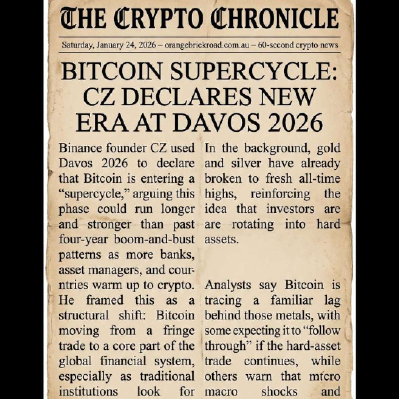“Bitcoin Supercycle? Why CZ Thinks BTC Could Be Next After Gold and Silver’s Breakout”