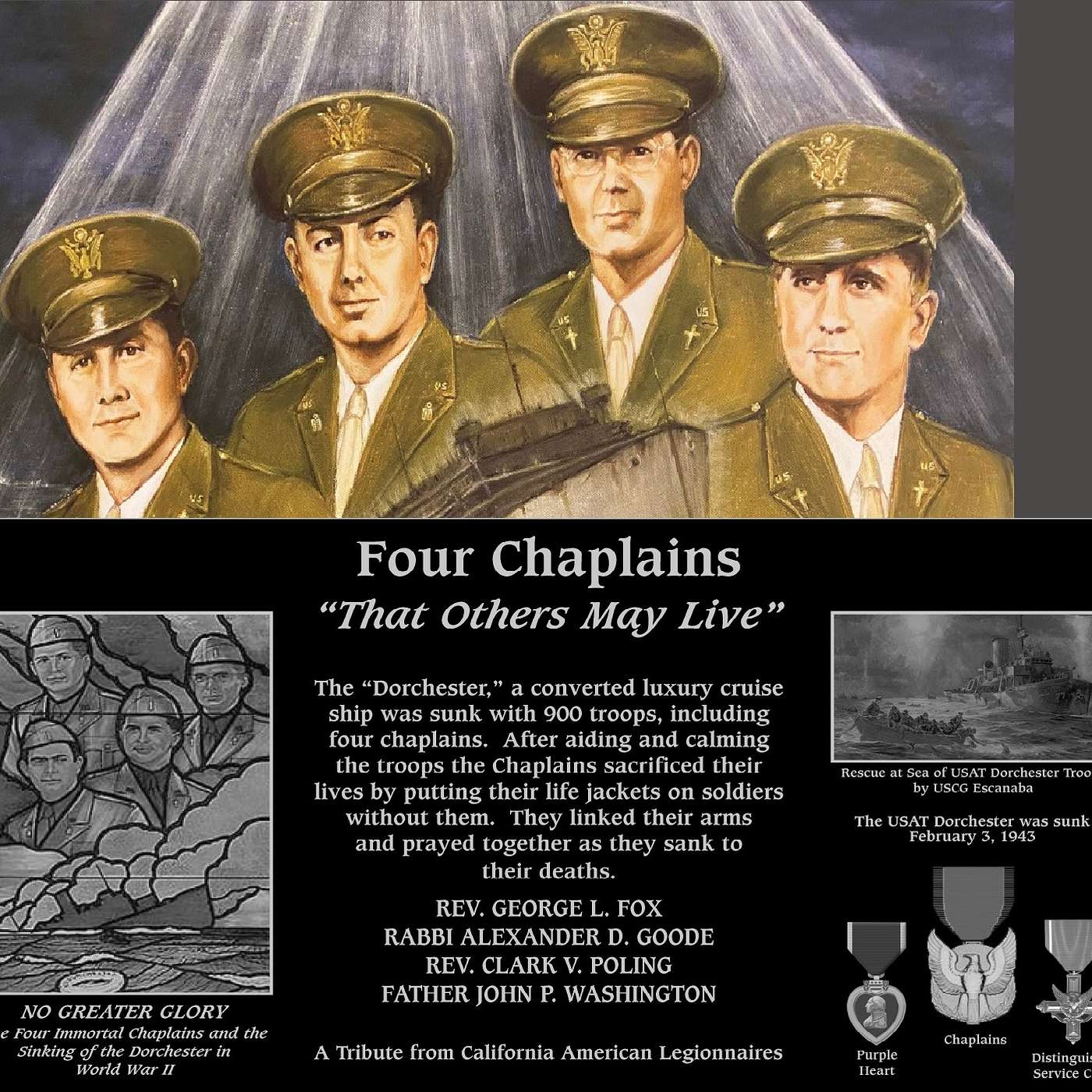 Four Chaplins of different religions link arms and give their lives so others willl live. Listen in to hear this powerful story.