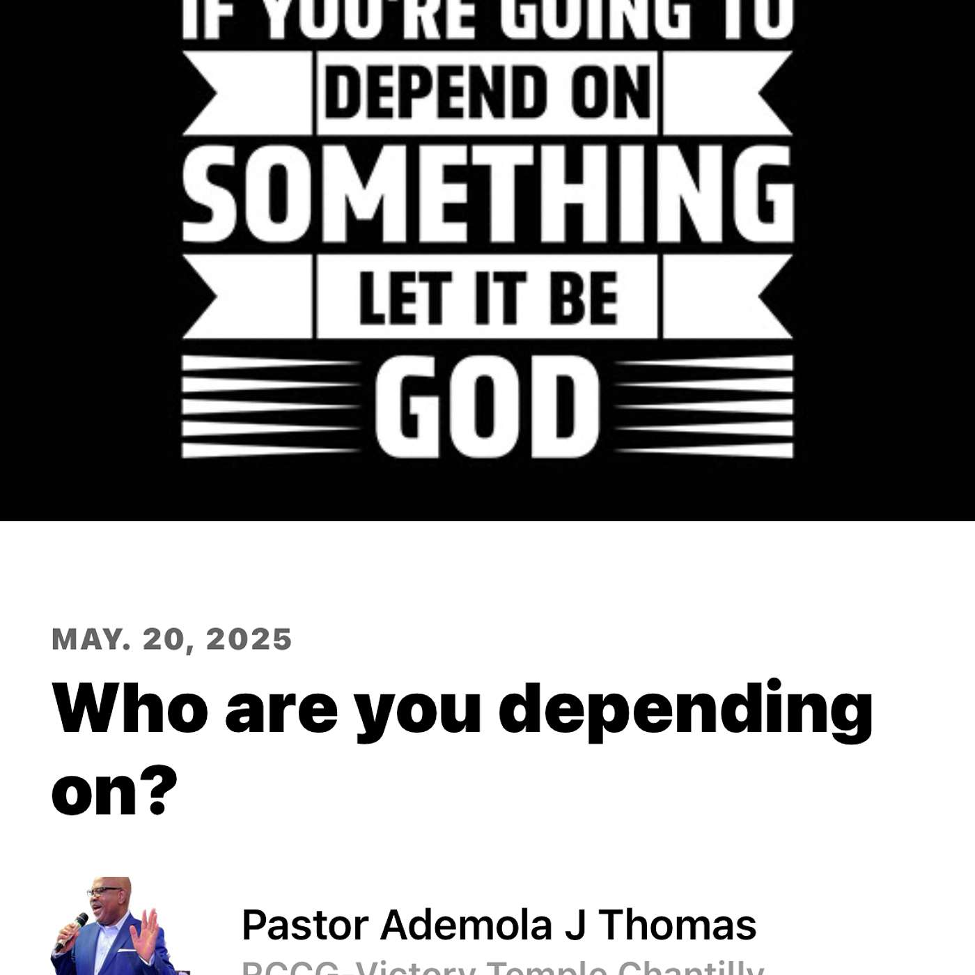 Who are you depending on?. episode artwork