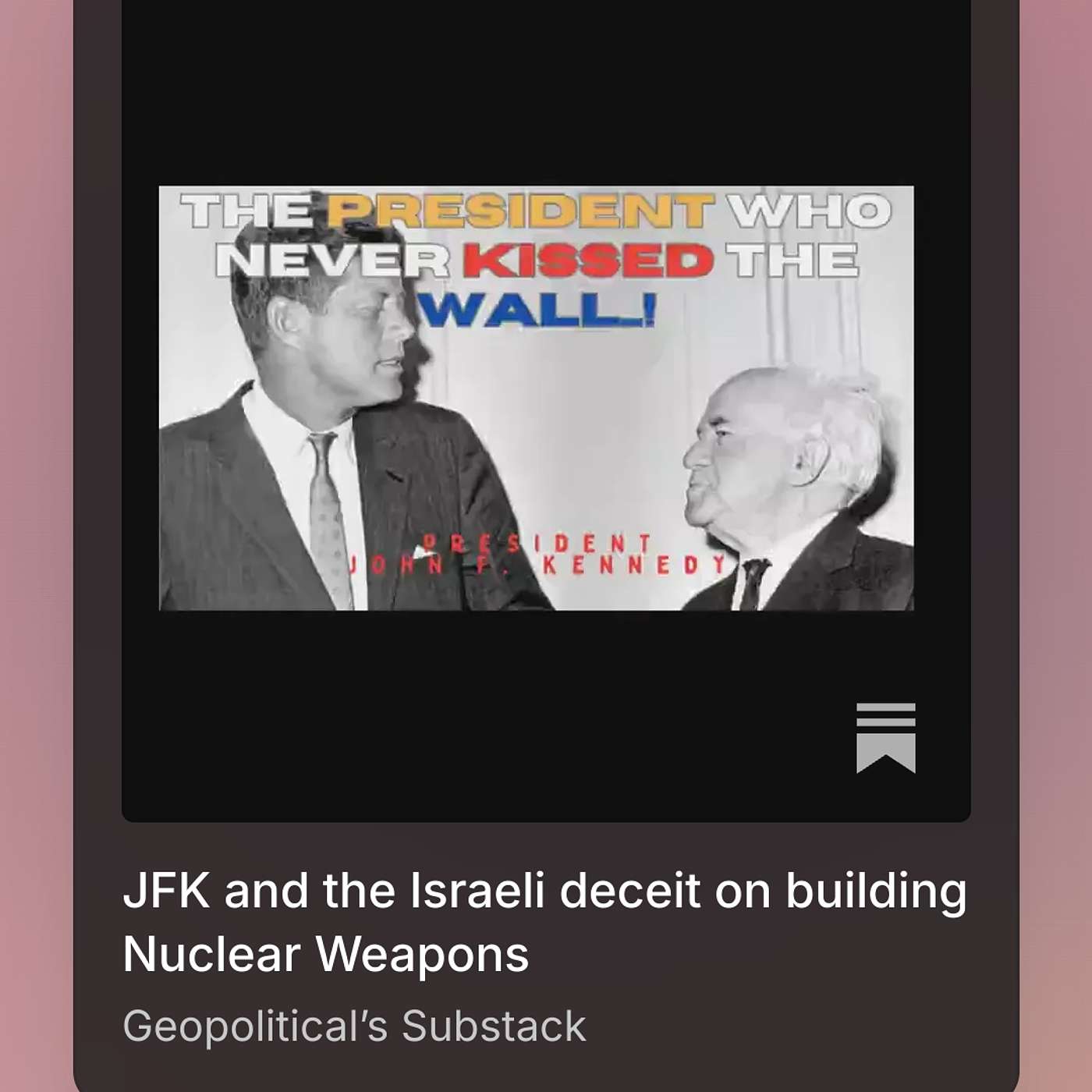 President Kennedy's hardline letter to Israel