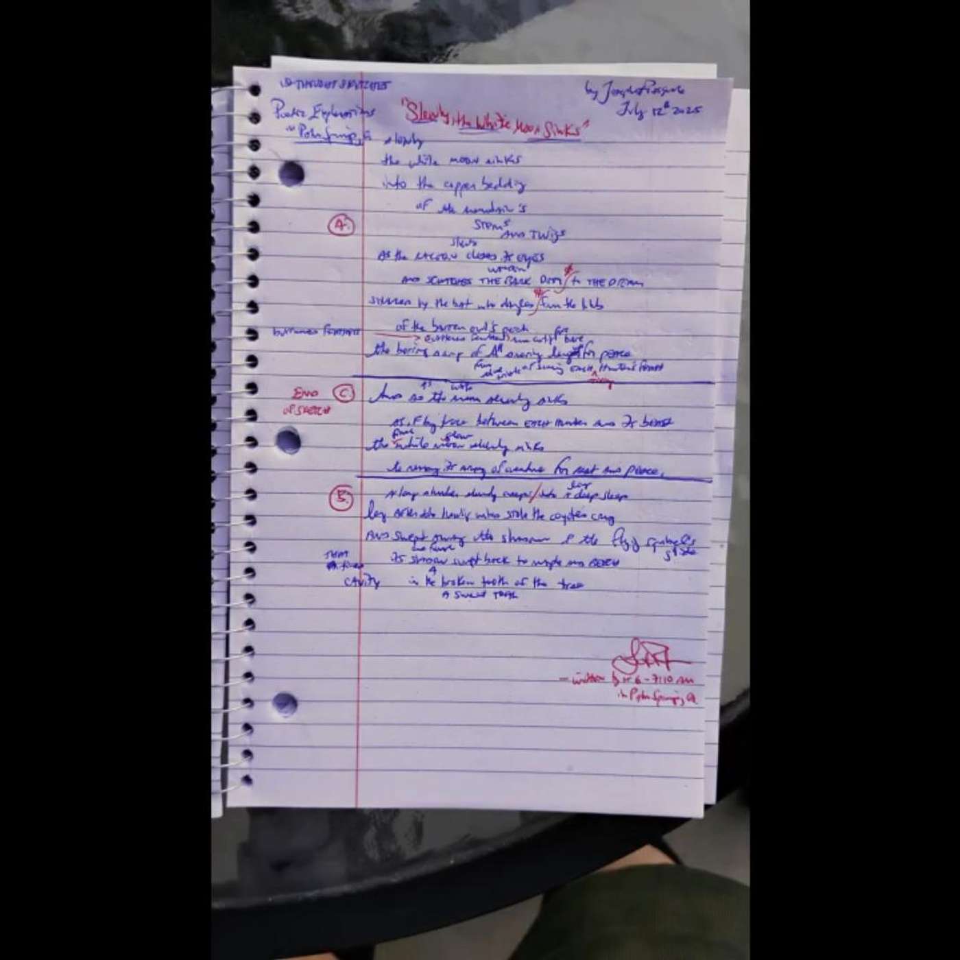 "Slowly, the White Moon Sinks" LIVE Original Poem Reading from Palm Springs, CA