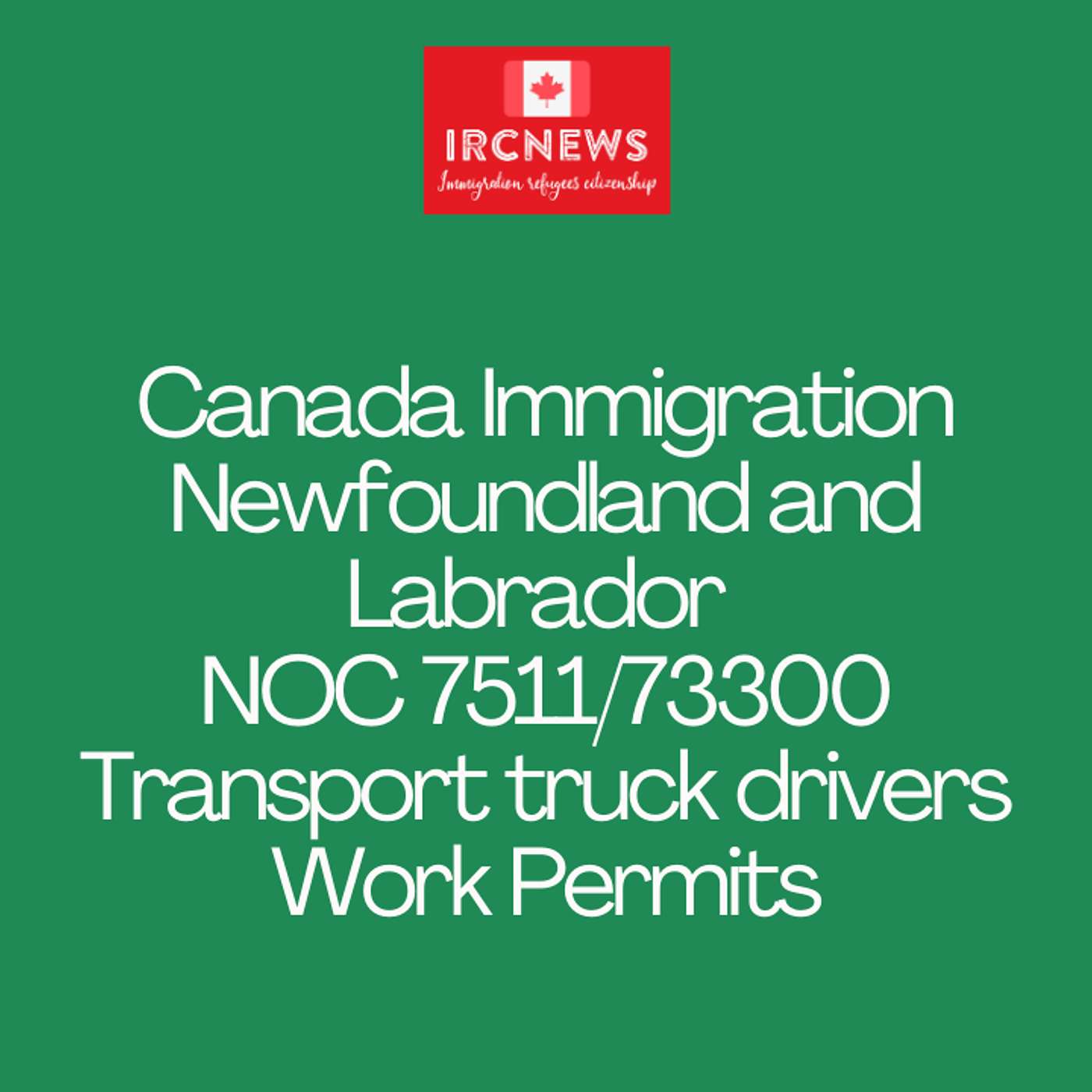 Canada Immigration Newfoundland and Labrador NOC 7511/73300 Transport truck drivers Work Permits episode artwork