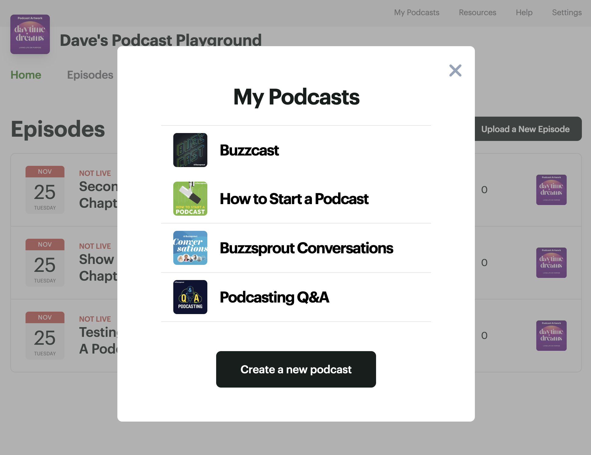Multiple podcast UI
