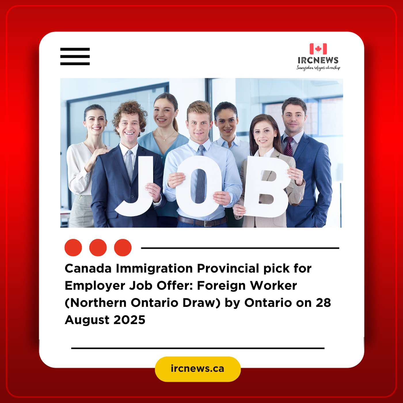 Canada Immigration Provincial pick for Employer Job Offer: Foreign Worker (Northern Ontario Draw) by Ontario on 28 August 2025 episode artwork
