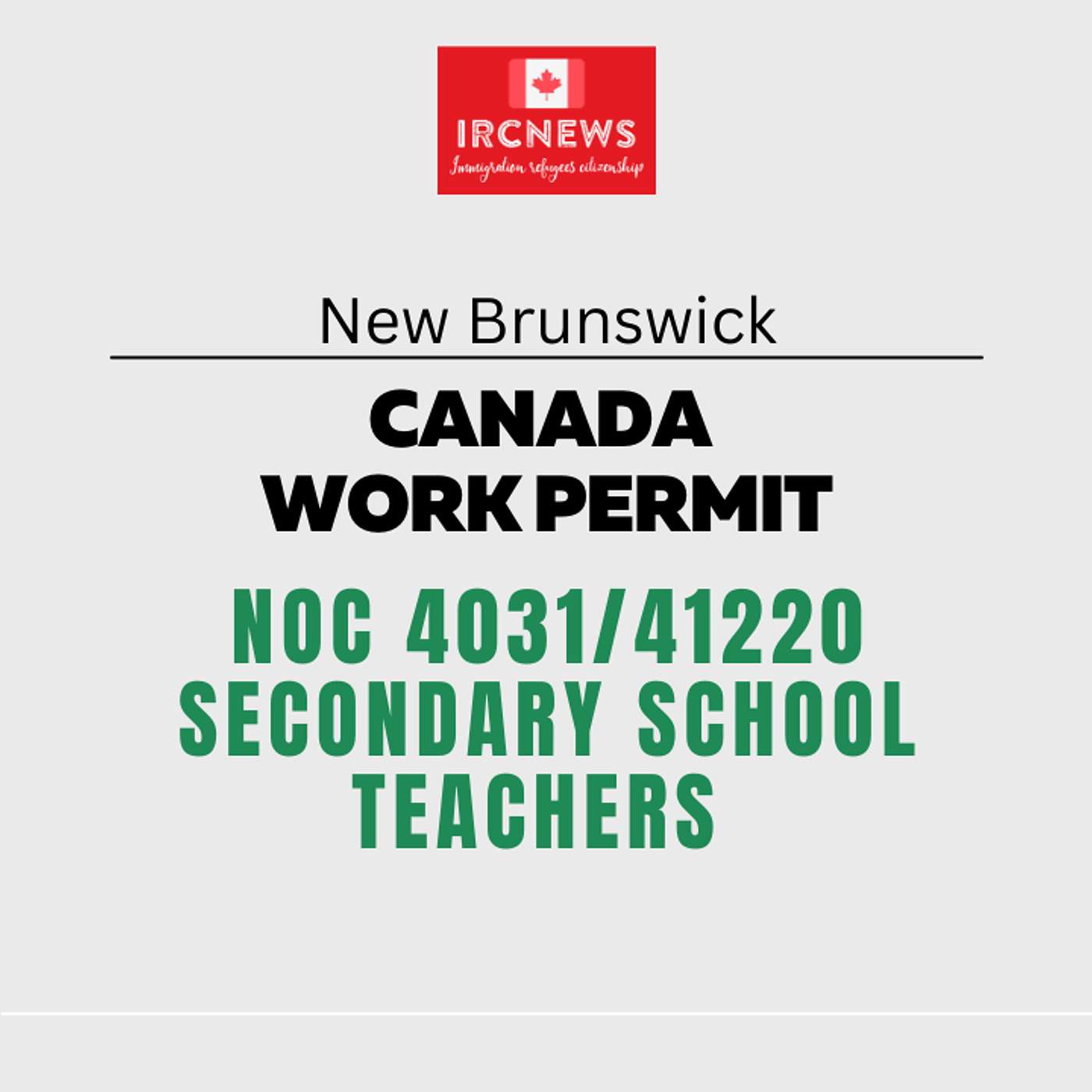 Canada Immigration New Brunswick NOC 4031/41220 Secondary school teachers Work Permits episode artwork