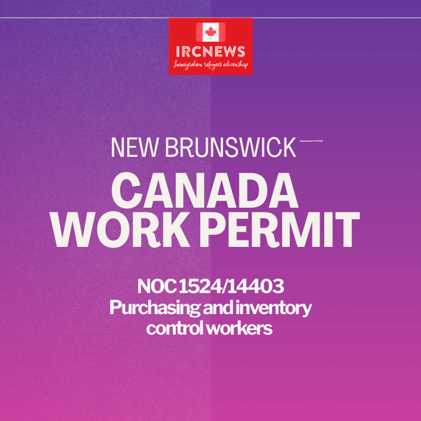 Canada Immigration New Brunswick NOC 1524/14403 Purchasing and inventory control workers Work Permits episode artwork
