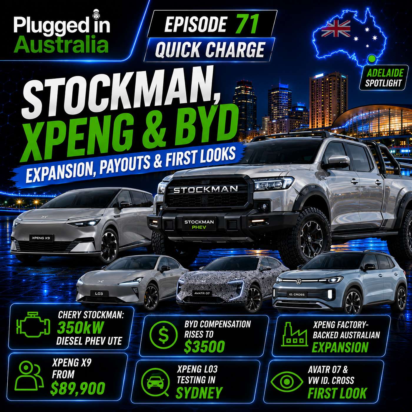 Episode 71; Quick Charge — Chery’s 350kW Ute, XPeng’s Big Relaunch and BYD’s $3500 Fix episode artwork