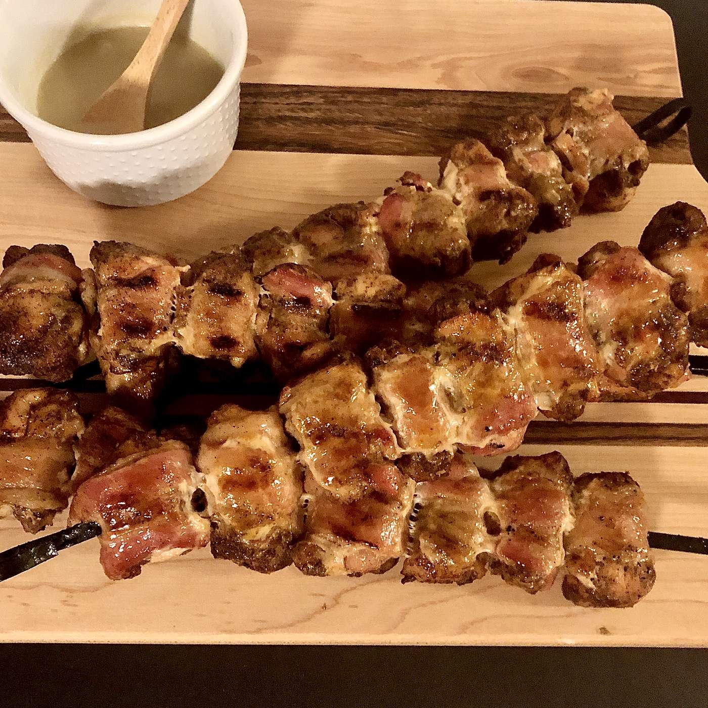 S3 E30 Grilled Chicken Bacon Skewers with Maple & Bourbon Glaze