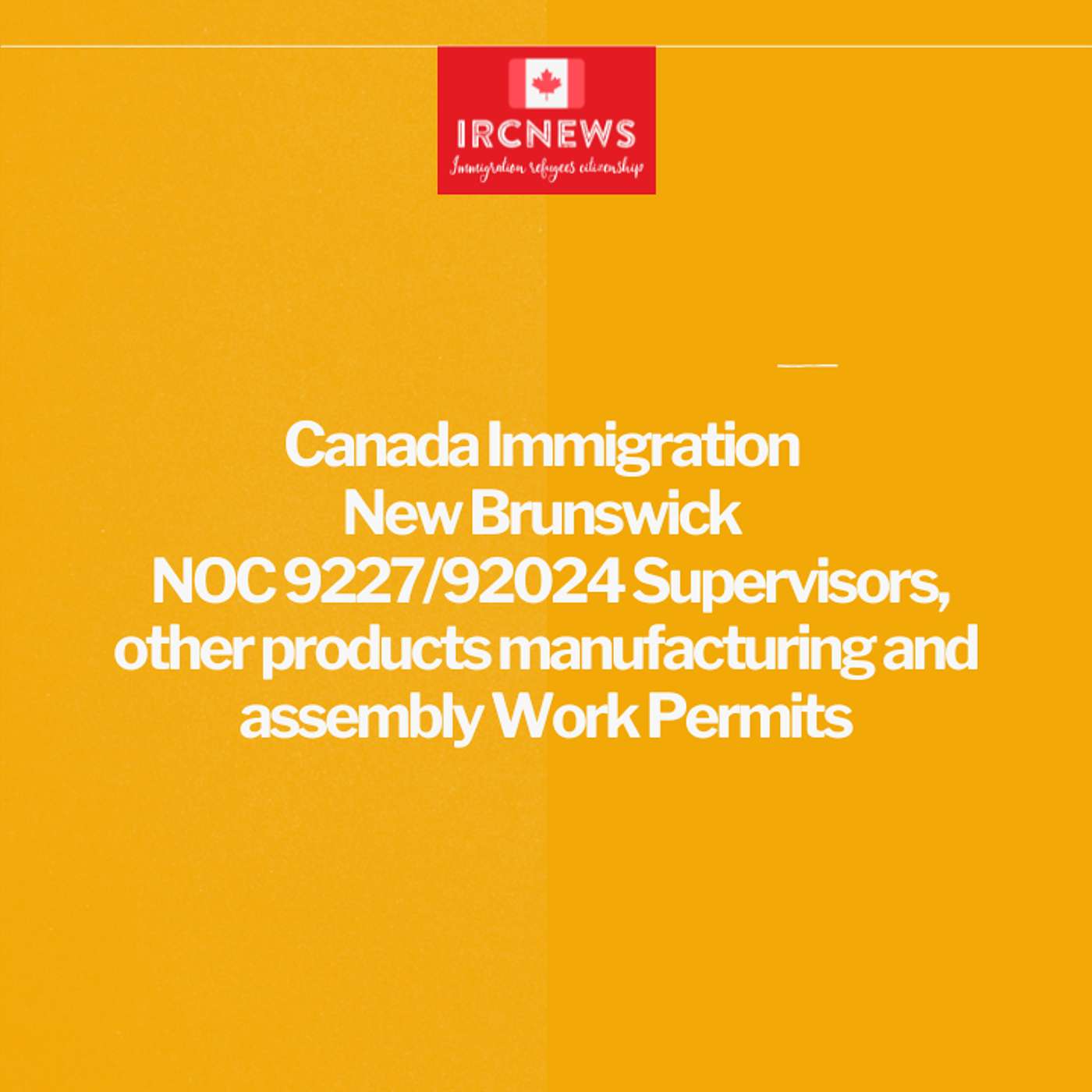 New Brunswick NOC 9227/92024 Supervisors, other products manufacturing and assembly Work Permits episode artwork