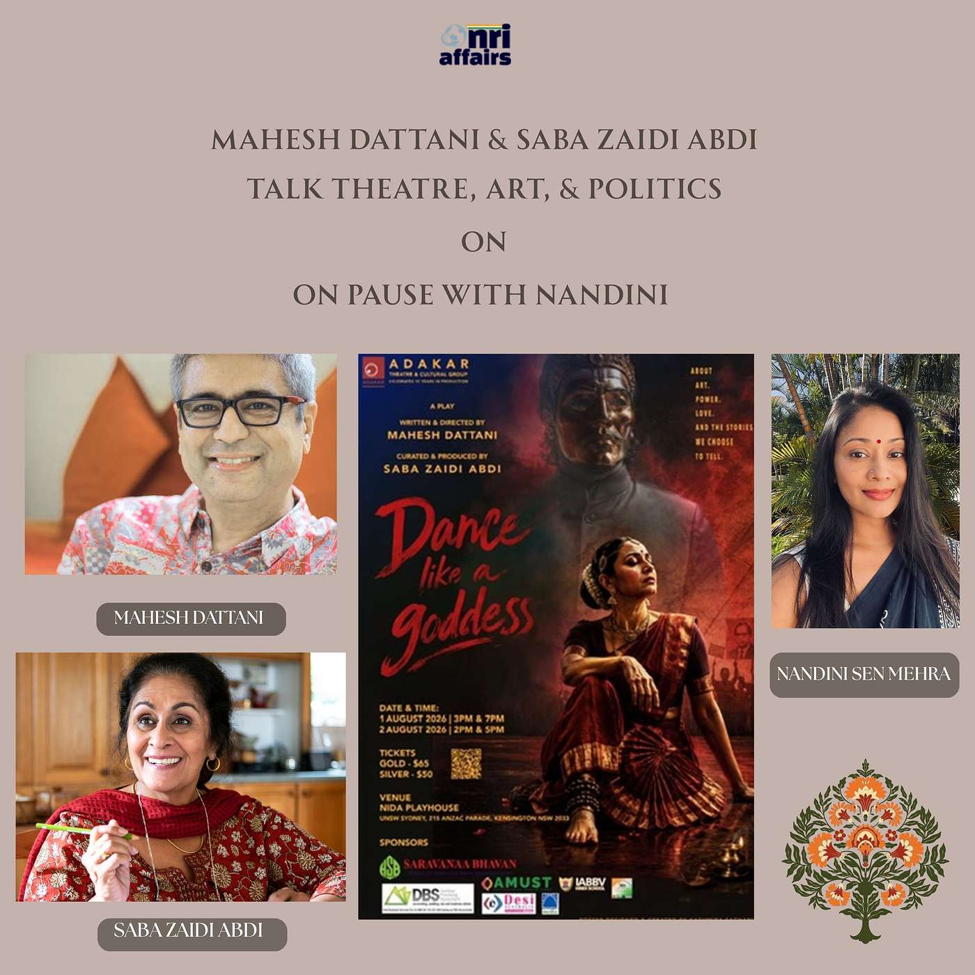 Theatre luminaries Mahesh Dattani & Saba Zaidi Abdi bring Dance Like a Goddess to Pause with Nandini episode artwork