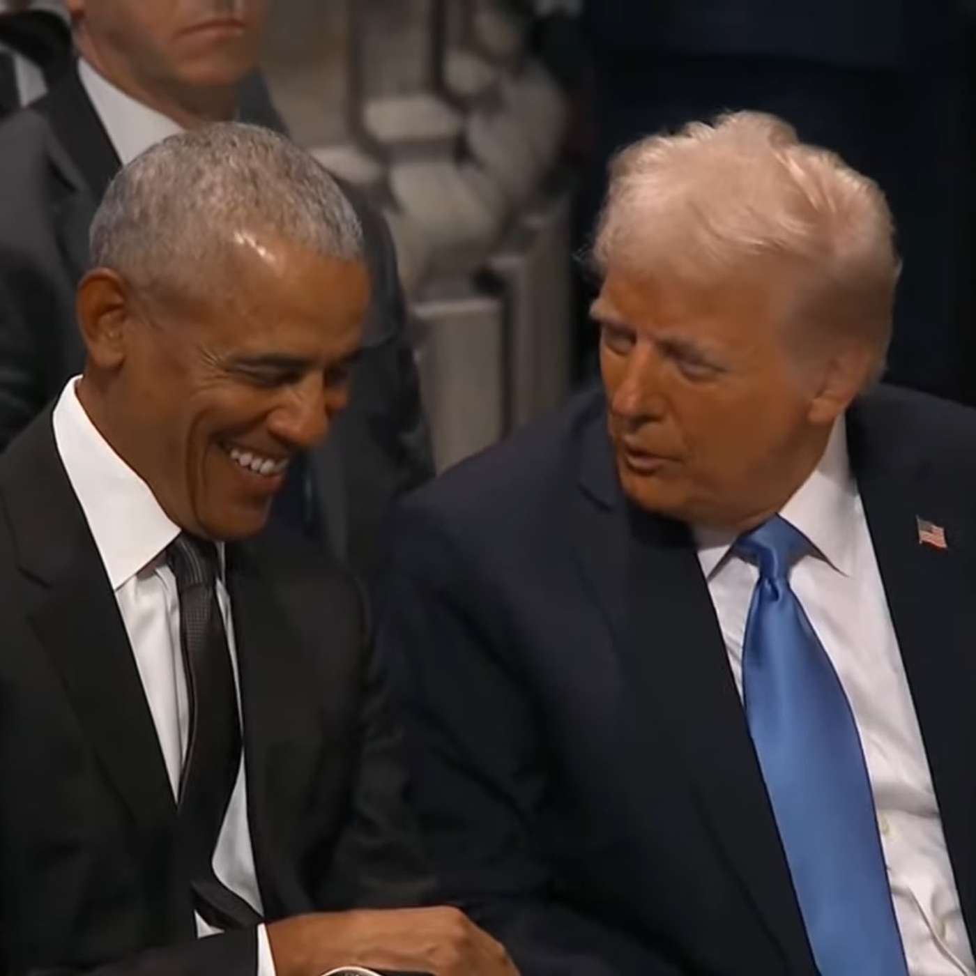 Trump talks with Barack Obama, shakes hands with Mike Pence during Carter funeral episode artwork