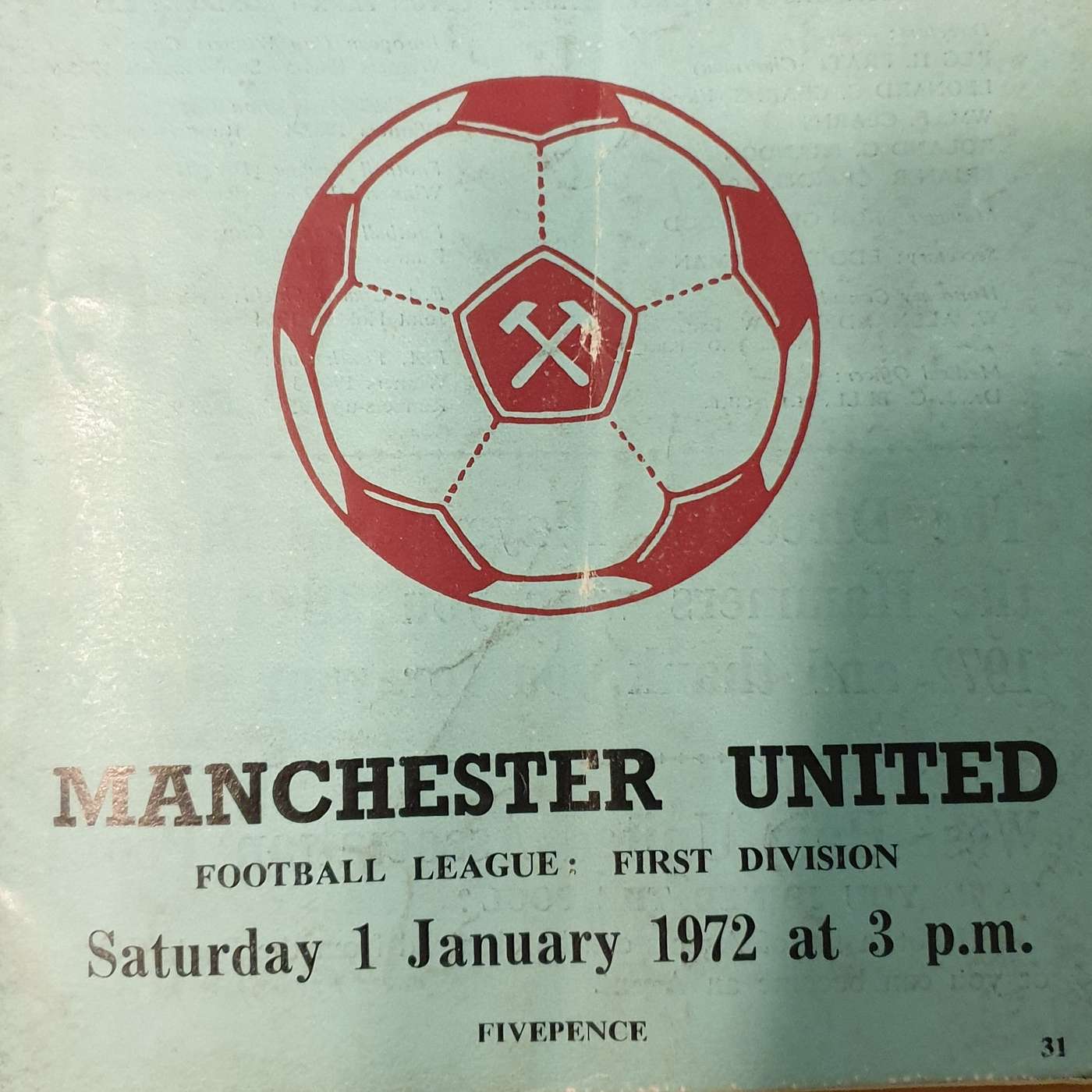 West Ham v. Manchester United 1st Jan 1972