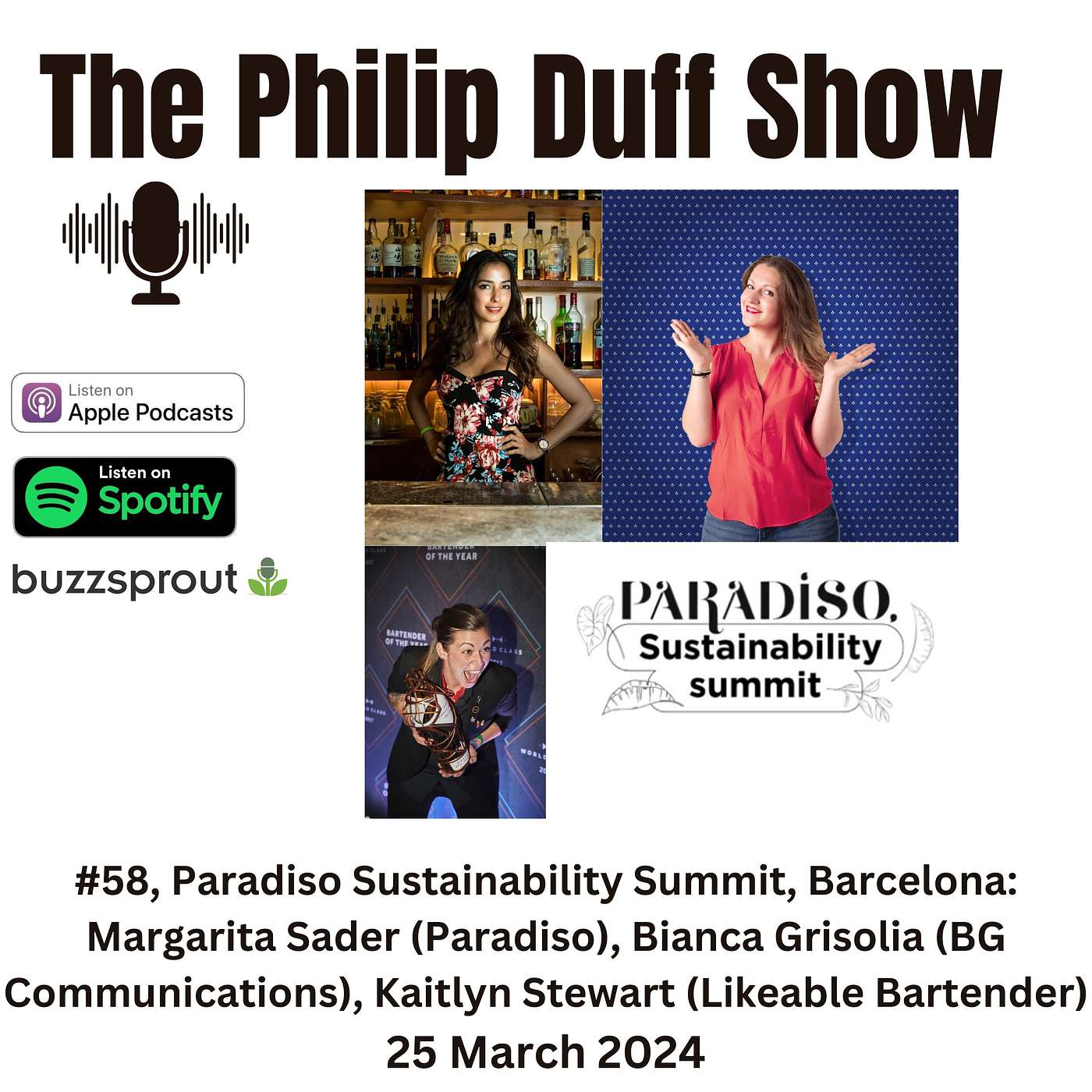 #58, Margarita Sader (Paradiso, Barcelona), Bianca Grisolia (BG Communications), Kaitlyn Stewart (Likeable Bartender) episode artwork