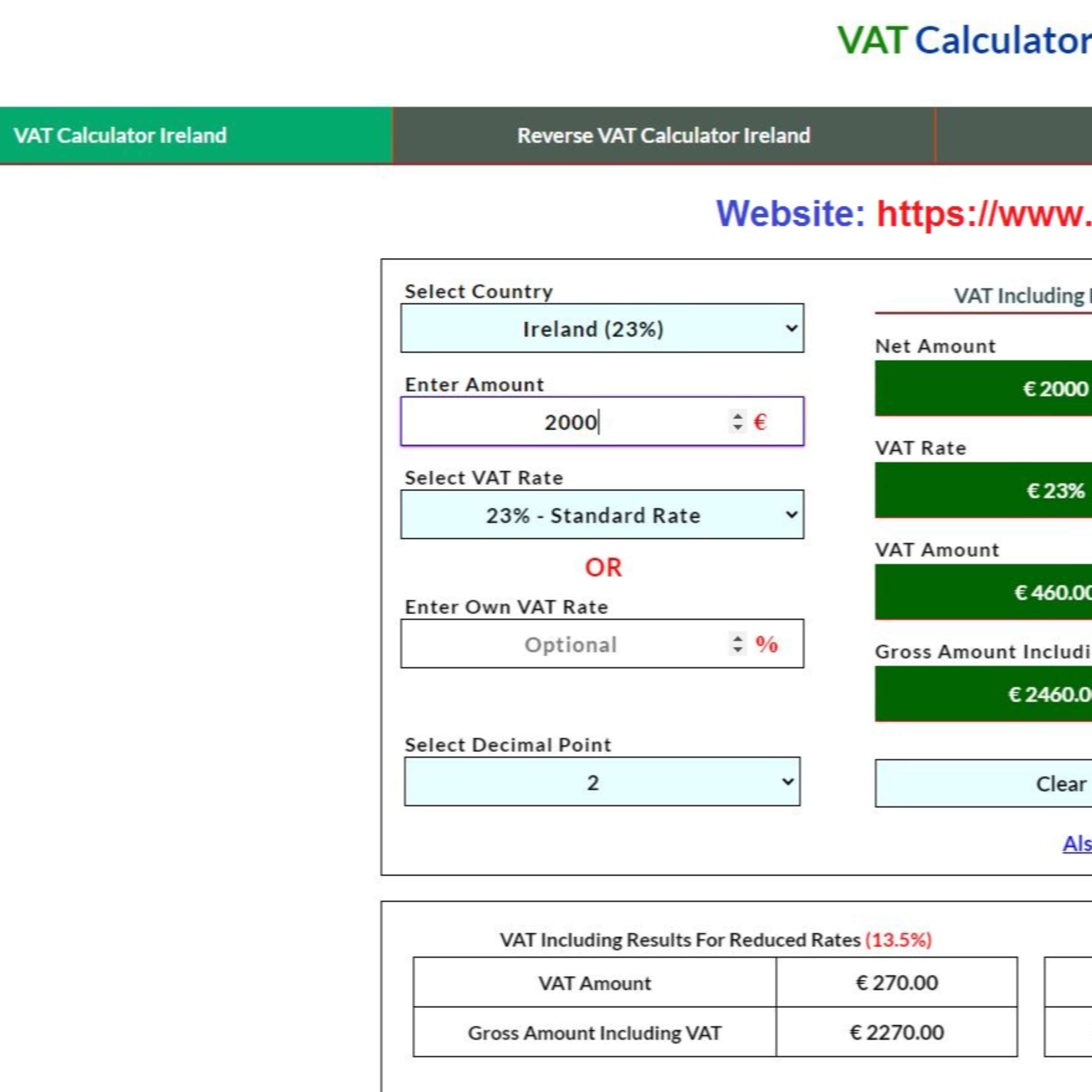 VAT Calculator Ireland